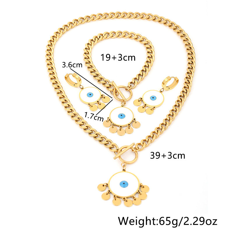 Wholesale ancient special titanium steel real gold tassels do not fade jewelry set earrings