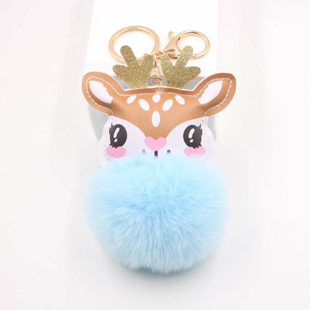 Wholesale Cute Plush Fawn Keychain Cartoon Deer Bag Charm Pendant Christmas Gift Car Key Accessory