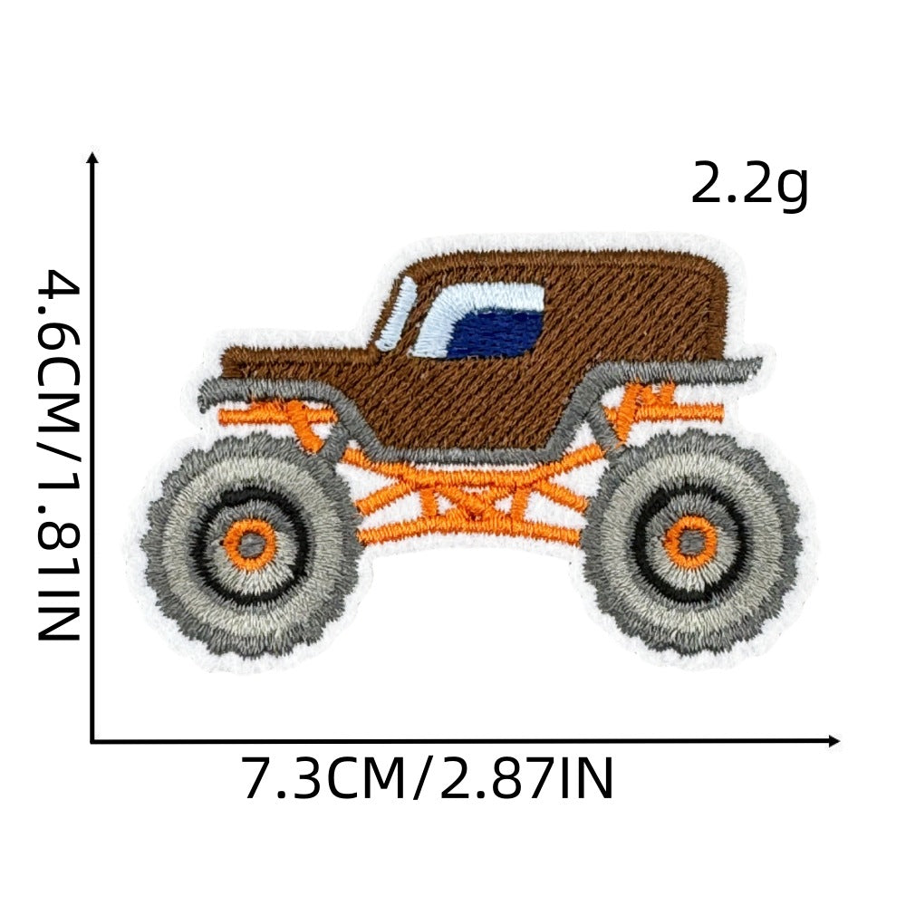 Wholesale Trendy Monster Truck Embroidered Patch Polyester Sew On Applique For Kids Clothing Bags And DIY Crafts