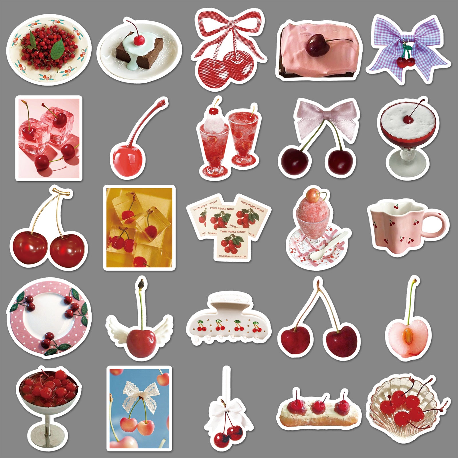 Wholesale 50pcs red cherry fruit stickers