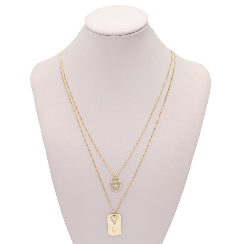 Wholesale Golden Water Wave Chain Geometric Moon Multi-layer Stacking Necklace