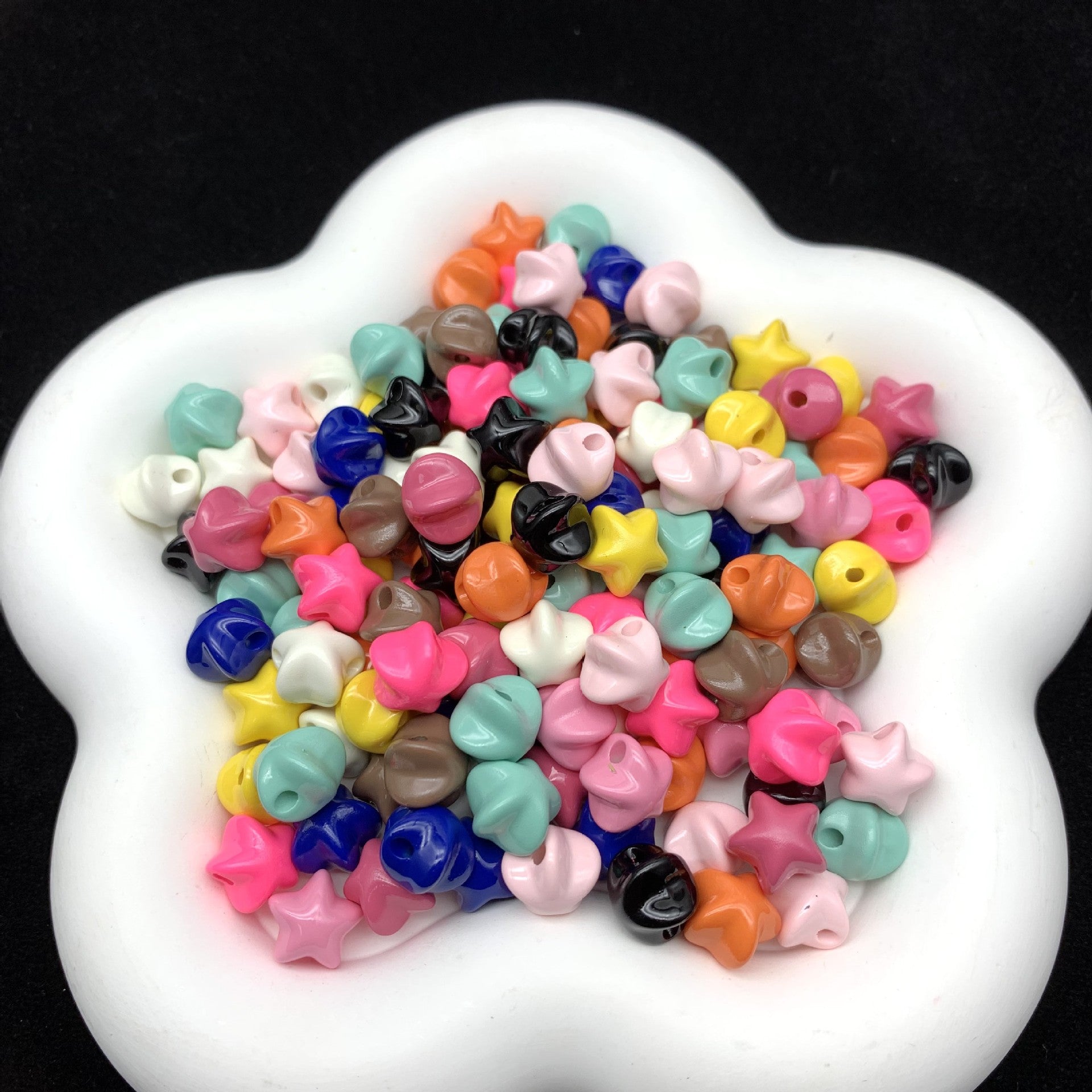 Wholesale 10pcs  Star acrylic through-hole bead Wood Beads