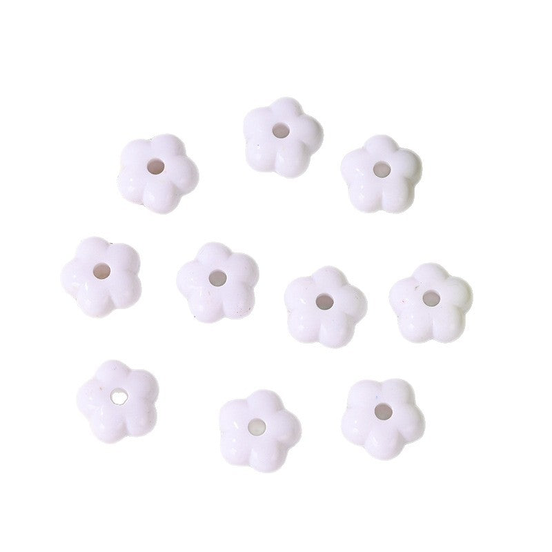 Wholesale 10pcs 14mm Macaron-colored Acrylic Flower Acrylic Beads
