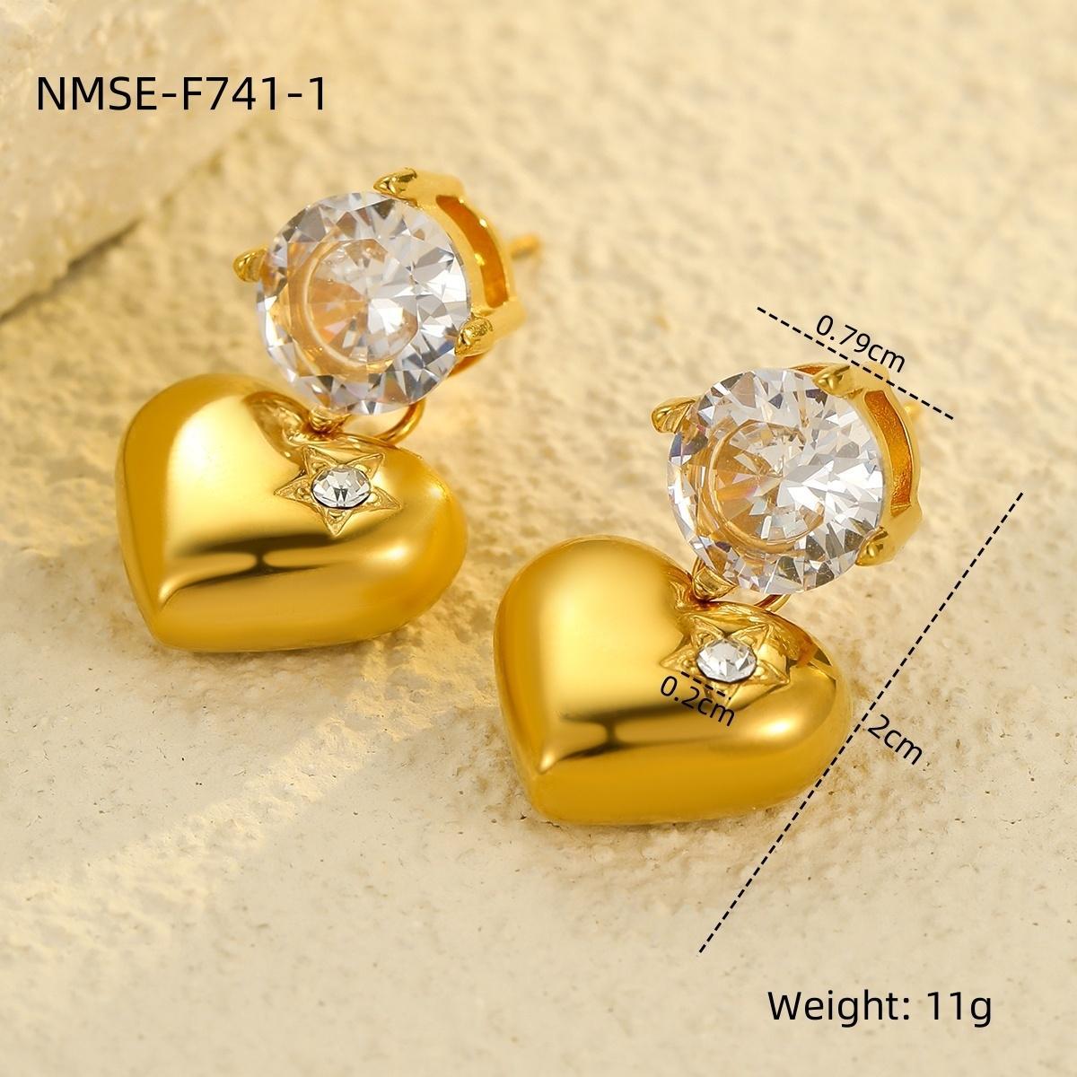 Wholesale Droplet shaped heart-shaped geometric shape Stainless Steel Earrings