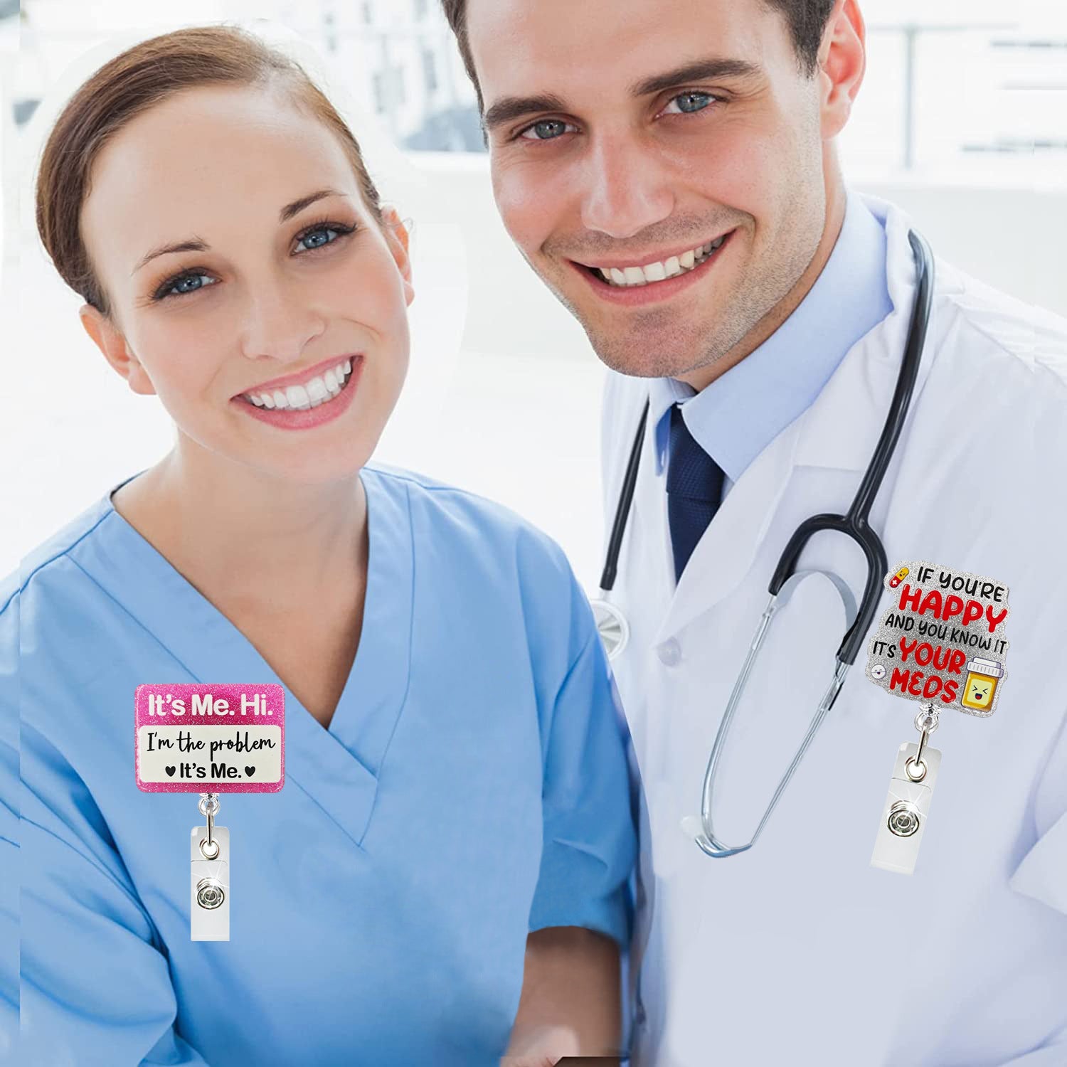 Wholesale Acrylic glitter doctor and nurse ID buckle easy pull buckle