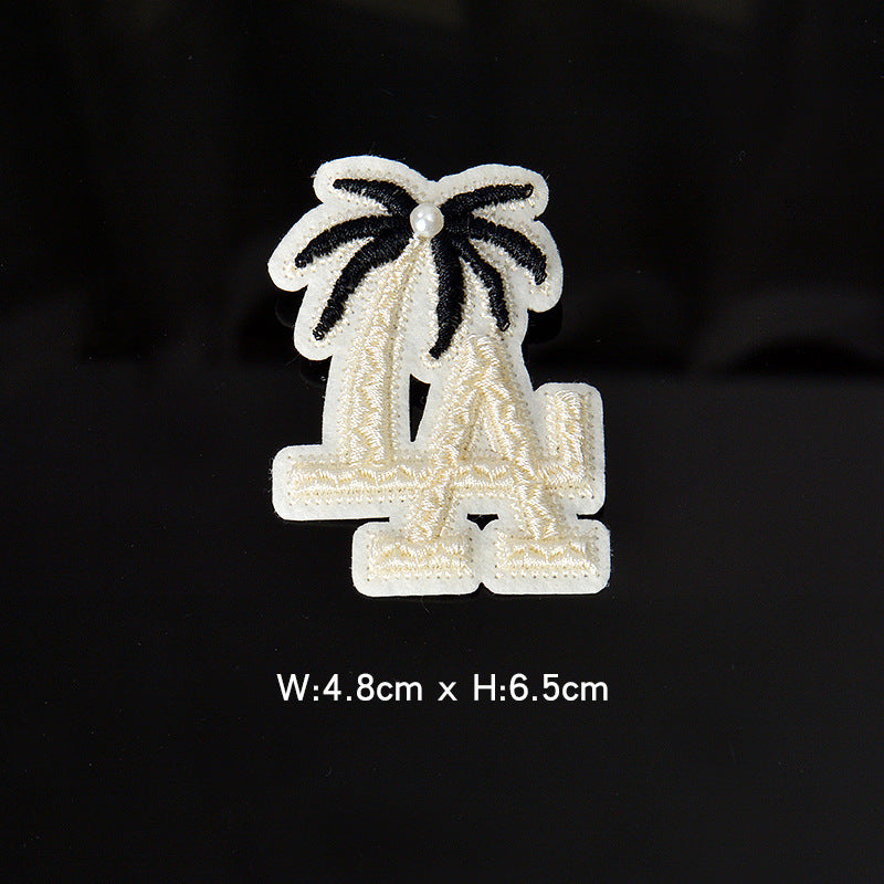 Wholesale Stylish 3D Embroidered Letter A Patch Polyester Adhesive Backing Cartoon nut Tree Design DIY Towel Decorative Craft Supply Boutique Resale