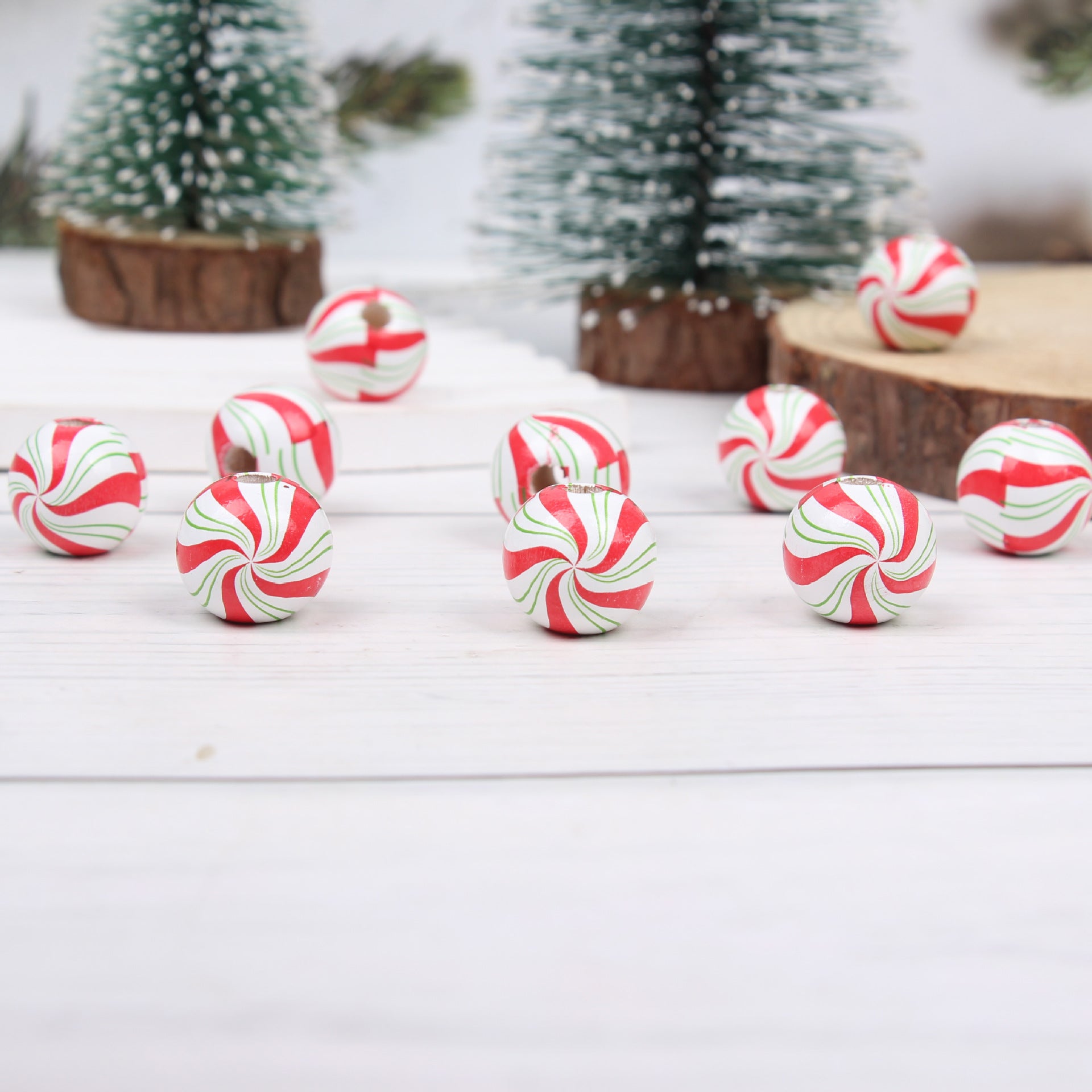 Wholesale 20pcs Christmas Candy Windmill Hemp Rope Accessories Wooden Beads