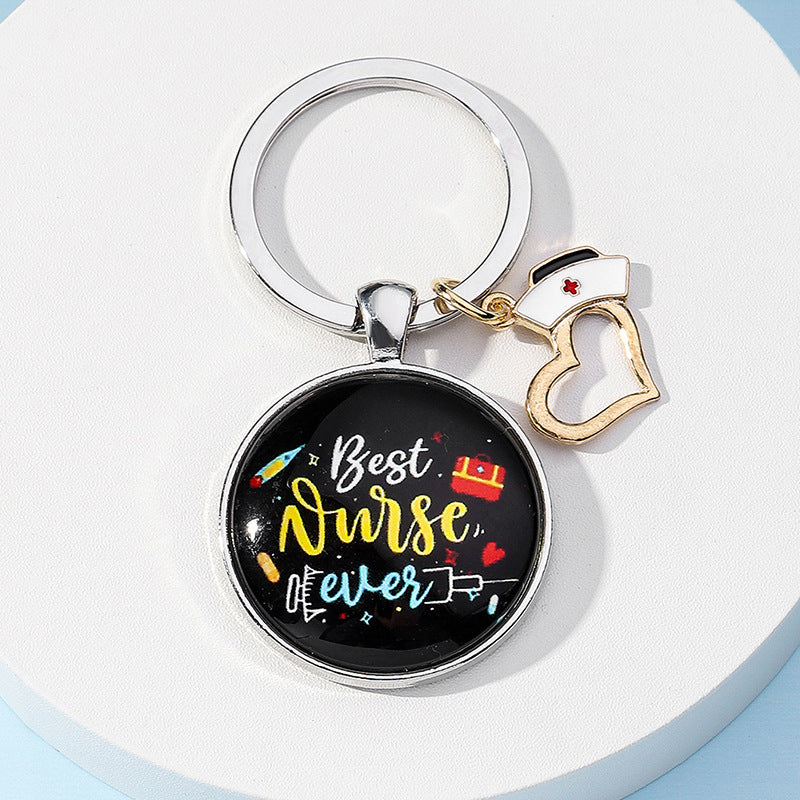 Wholesale Nurses Day Color Printed Time Circle Keychain