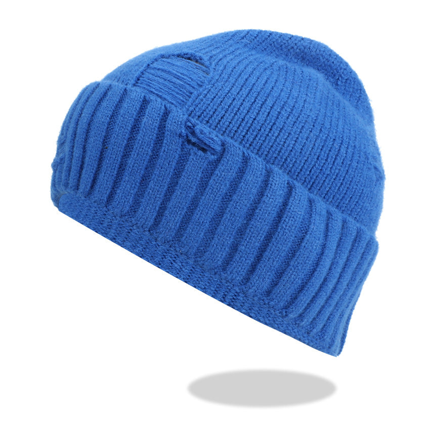 Wholesale Couple Winter Warmth Knitted Hairline Face Friendly Ear Protector Knitted Perforated Cold Hat