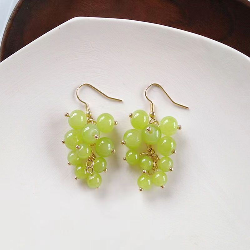 Wholesale Super cute and watery green grape earrings