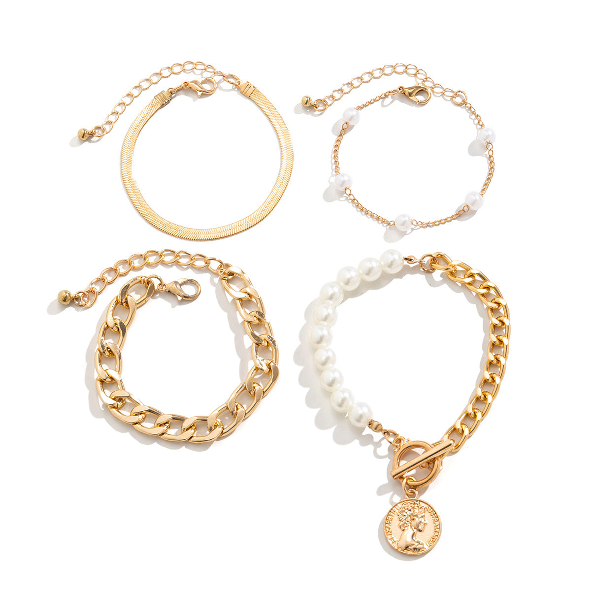 Wholesale Imitation Pearl Alloy Bracelet Set