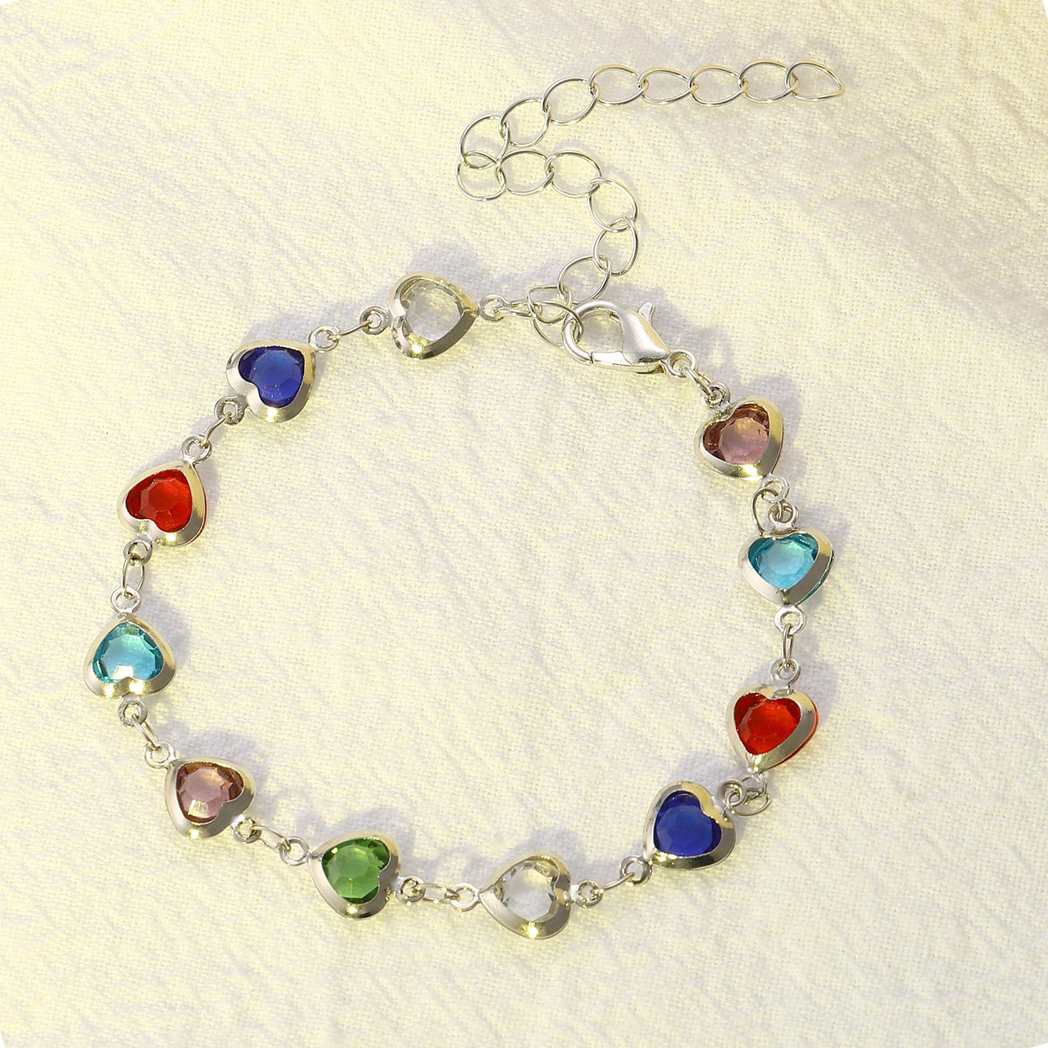 Wholesale Colorful heart zircon bracelet