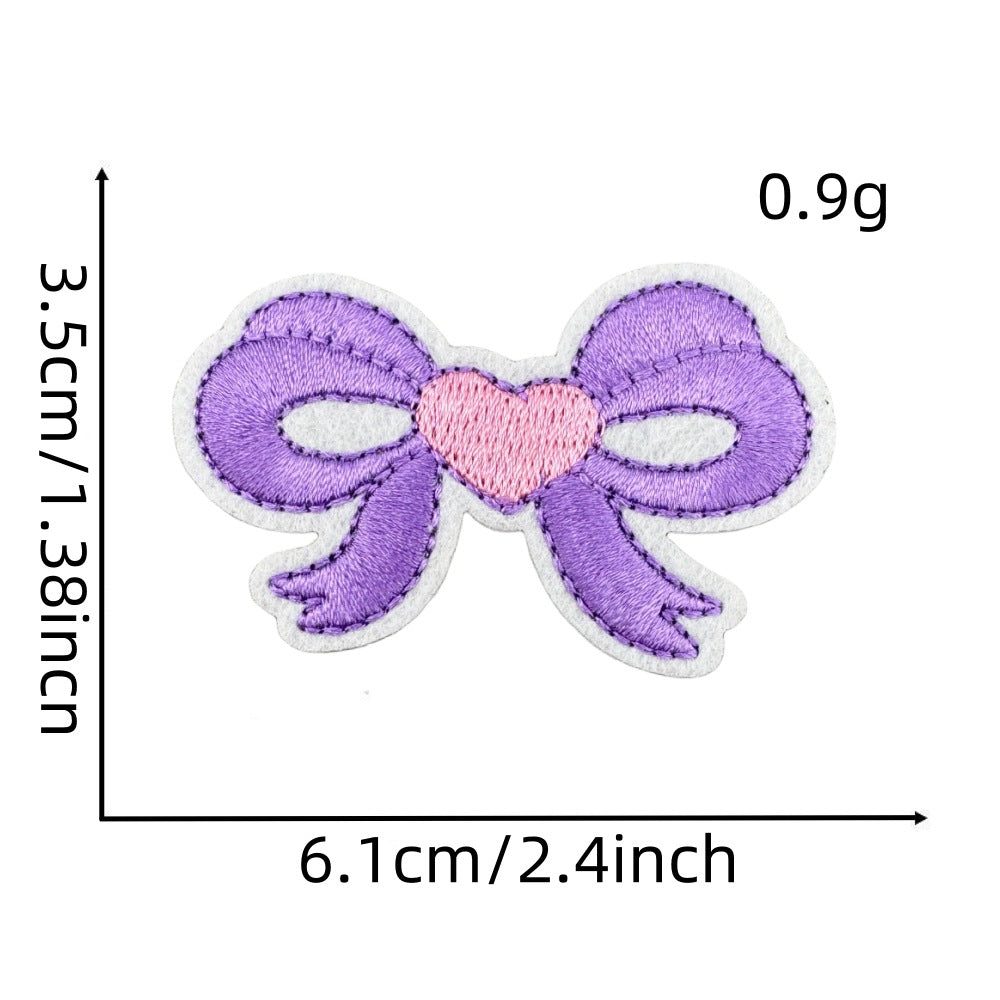 Wholesale Chic Pink Bow Embroidery Patch With Hot Melt Adhesive For Iron On Hair Accessories And Clothing Decoration