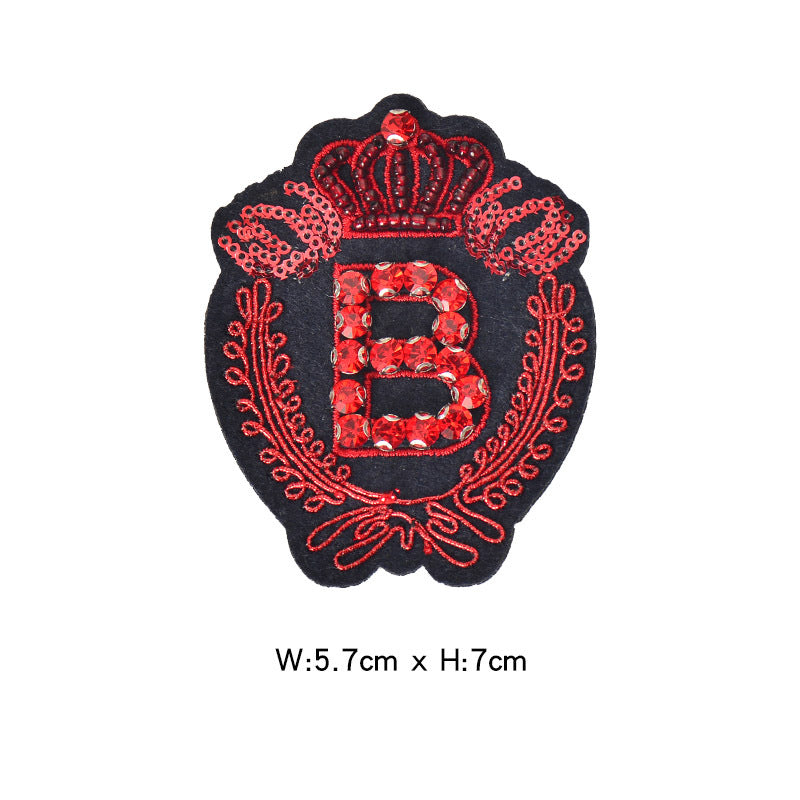 Wholesale Decorative Sequin Embroidered Letter B Patch Royal Blue Felt Base For Towels Clothing DIY Accessory
