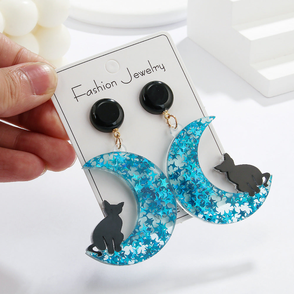 Wholesale Moon Star Cat Acrylic Earrings