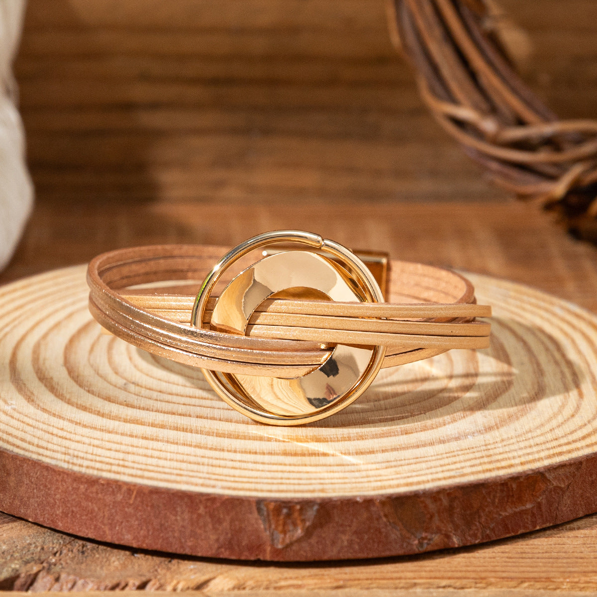 Wholesale Cross layered leather wristband Layered Bracelet Set