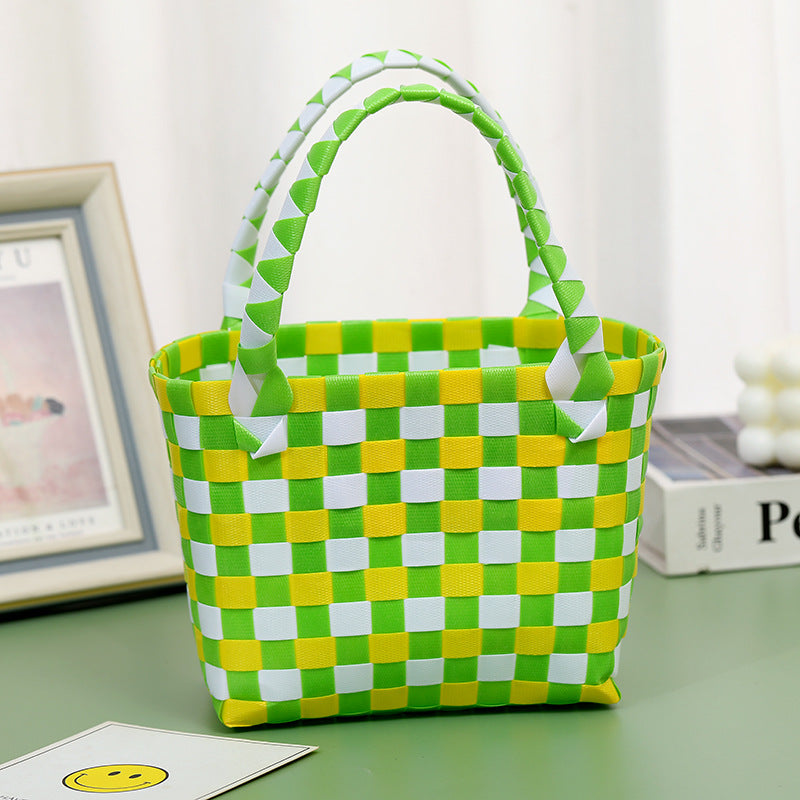 Wholesale Children's flower cute summer beach colorful literary hand-woven handbag