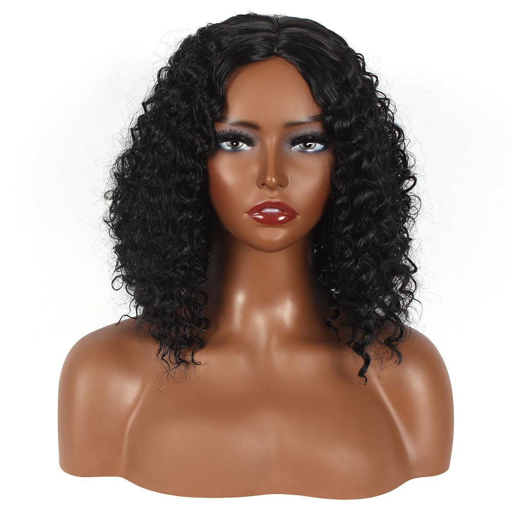 Wholesale Women's long bangs afro wrapped tube black spring curls short curly hair full head set