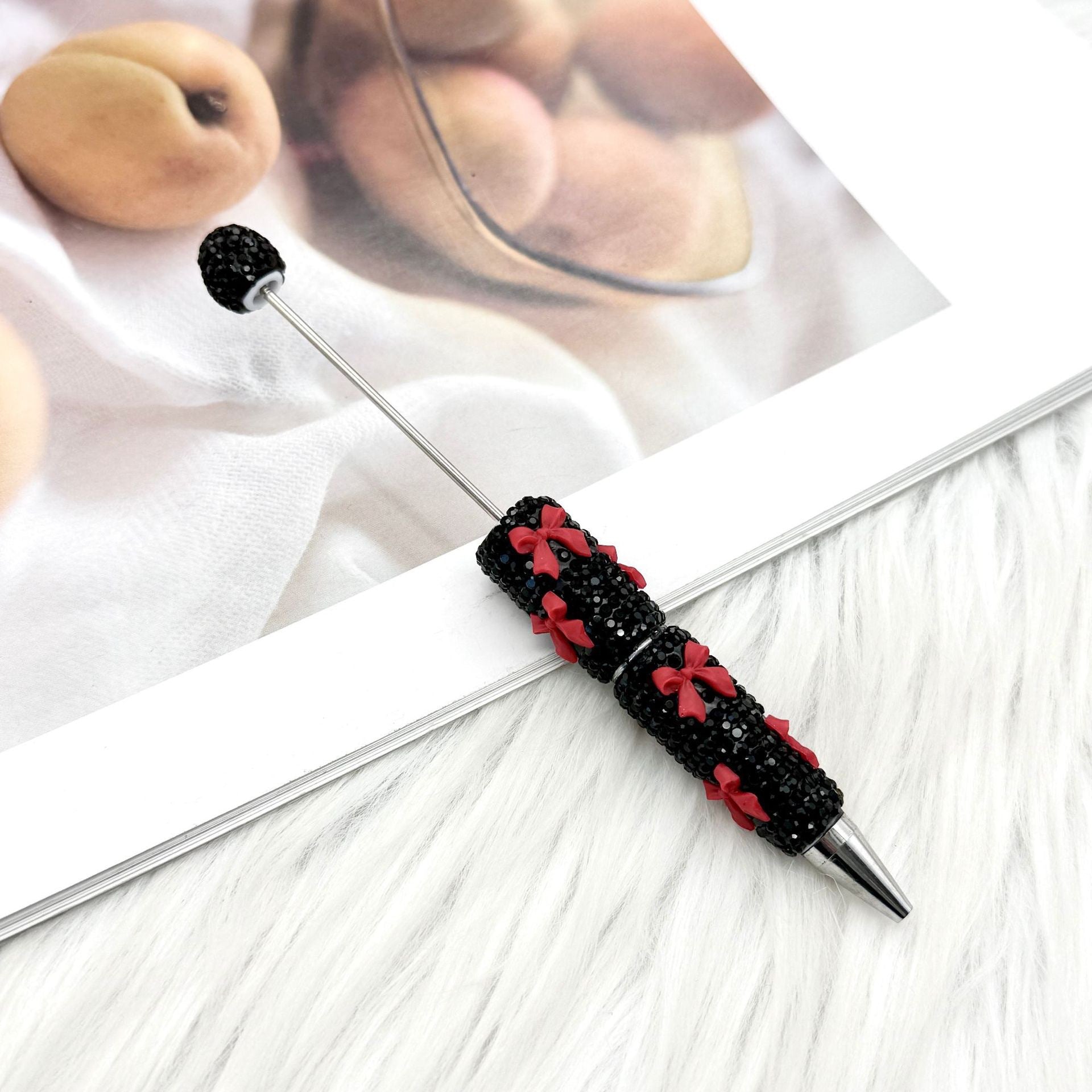 Wholesale 2pcs DIY Bow Full Rhinestone Beaded Pen Valentine' s Day Gift Pen