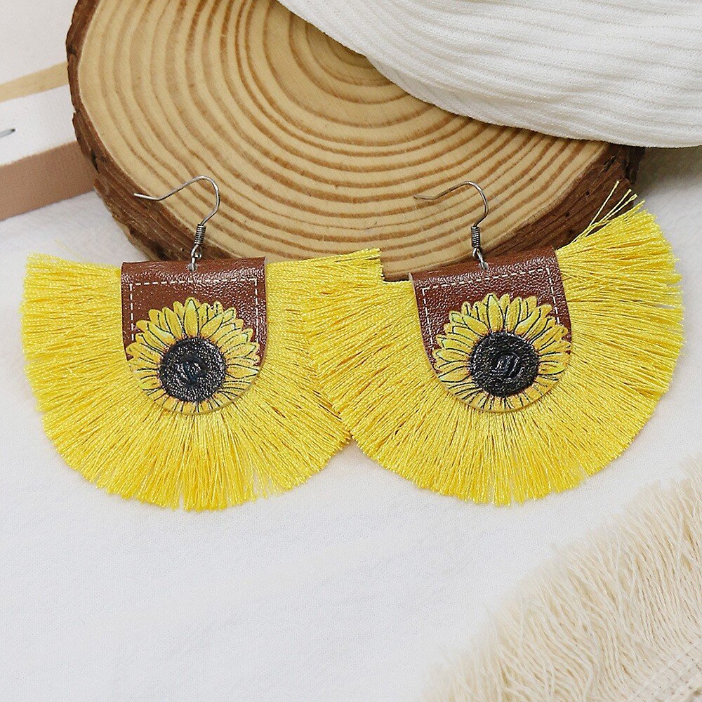 Wholesale Tassel Boho Color Scallop Earrings