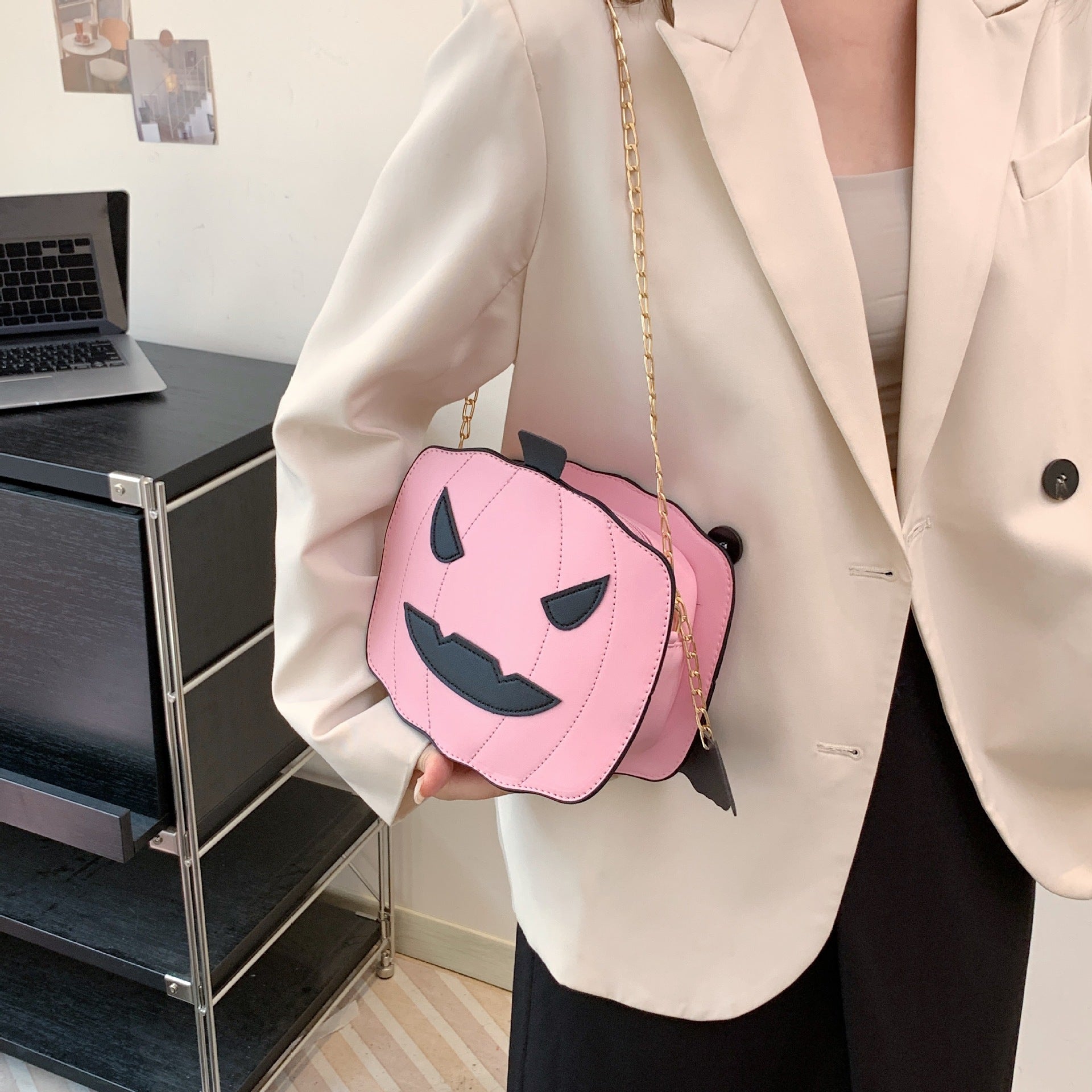 Wholesale Funny Halloween Pumpkin PU Single Shoulder Diagonal Chain Small Bag