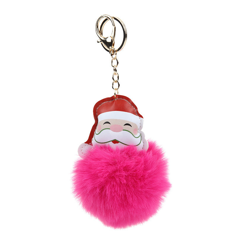 Wholesale Christmas Plush Ball Santa Claus Plush Keychain