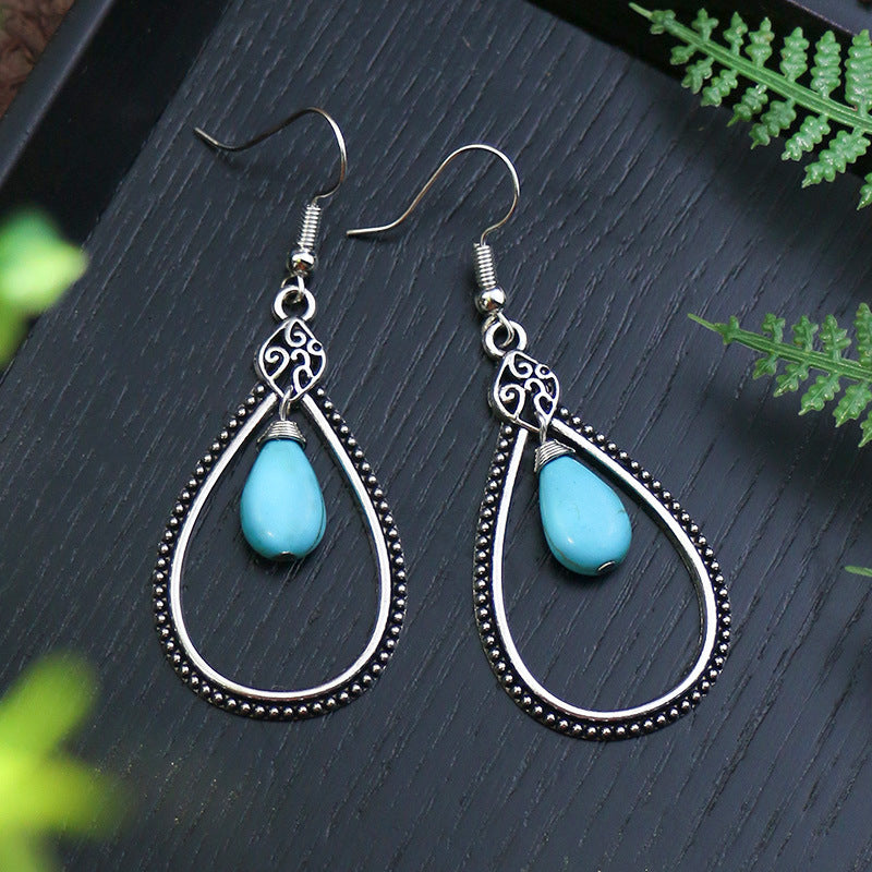 Wholesale Bohemian Fashion Teardrop Shape Vintage Long Earrings