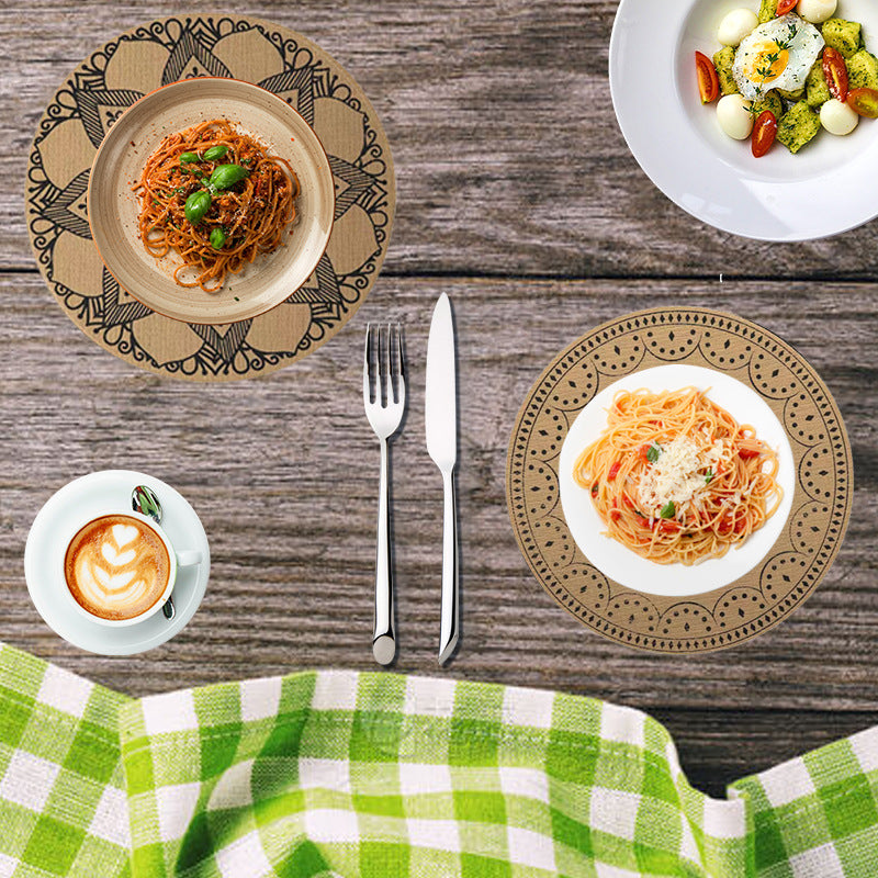 Wholesale Jute Placemats Round Imitation Linen PVC Retro Insulation