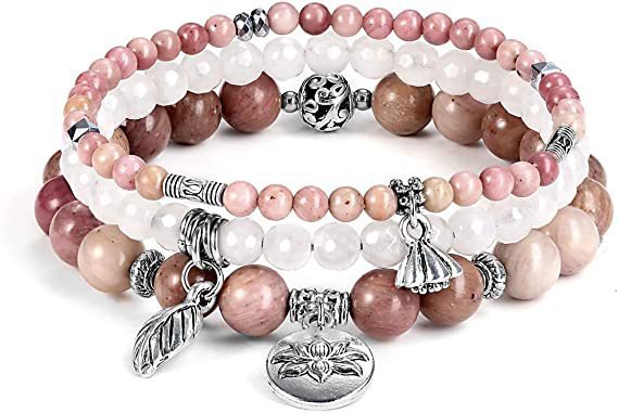 Wholesale Three Piece Set of Crystal Rose Quartz Agate Shoushan Stone Elastic Bracelet