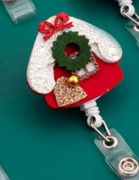 Wholesale Christmas Gift Felt 3D Santa Sock Badge Scroll Retractable Keychain