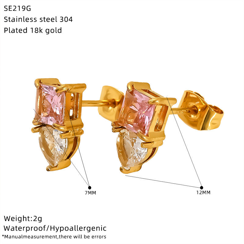 Wholesale niche inlaid zircon Stainless Steel Earrings