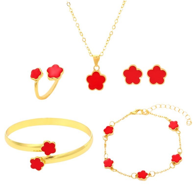 Wholesale Clover Jewelry Set Women's Simple Oil Drop Lucky Flower Necklaces