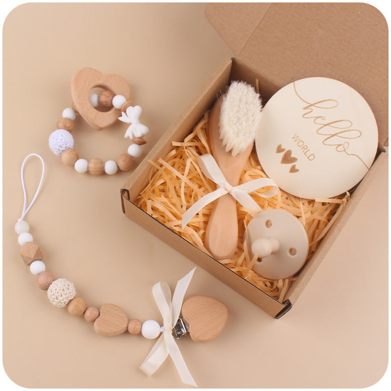 Wholesale Baby Beech Teether Handmade Bow Pacifier Chain Soothing Five-piece Set