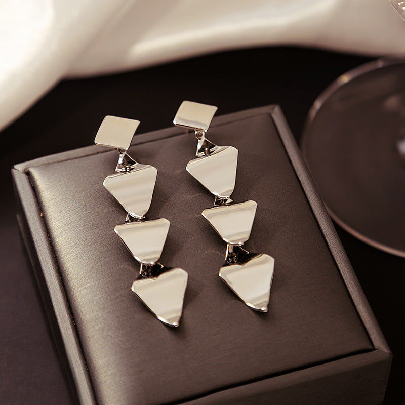 Wholesale Rhombus Long Tassel Multi-layered Geometric Square Earrings