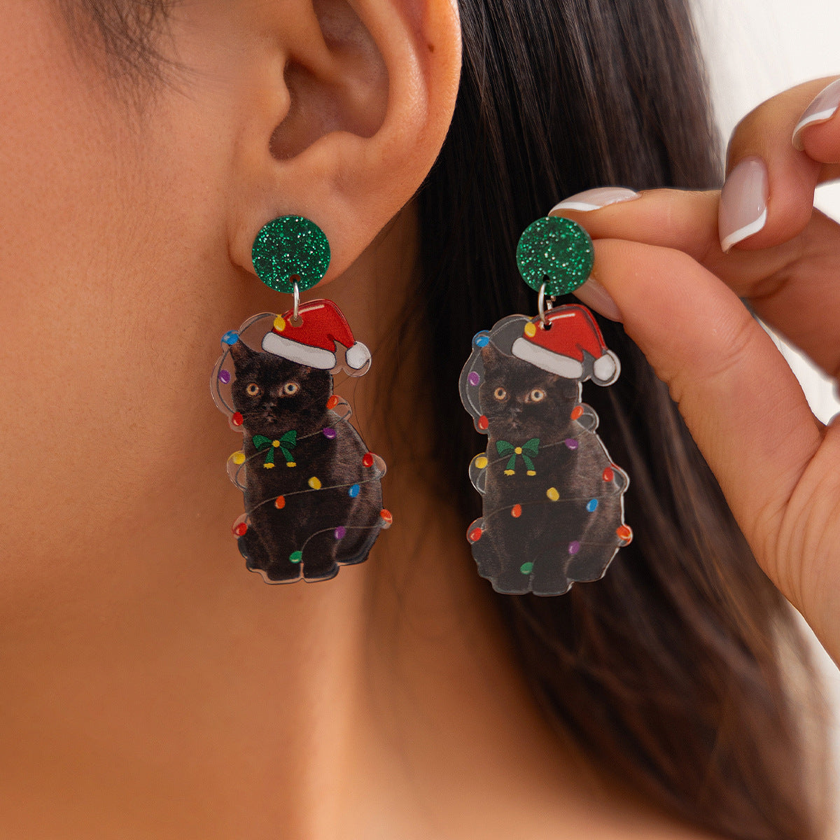 Wholesale Elk Christmas Tree Acrylic Earrings