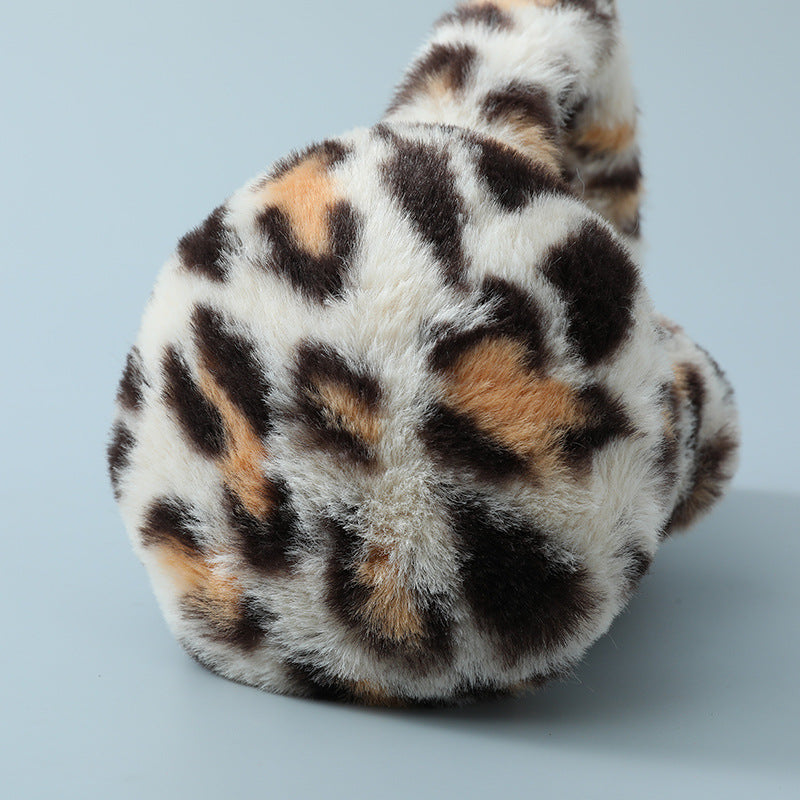 Wholesale Leopard Print Warm Winter Plush Winter Earmuffs Plush Cute Folding Earmuffs