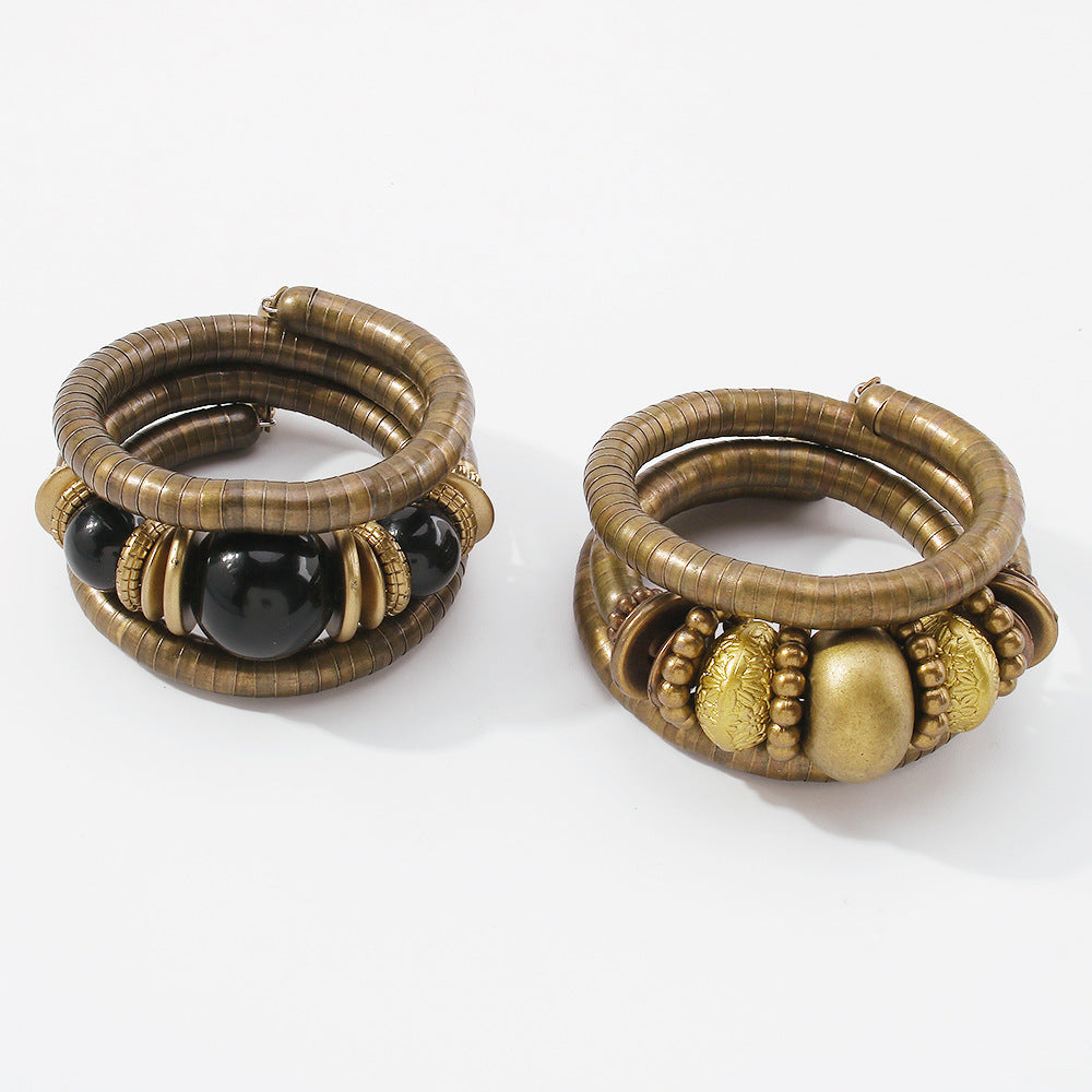 Brazalete turquesa de la forma del hueso de la serpiente multicapa con cuentas al por mayor