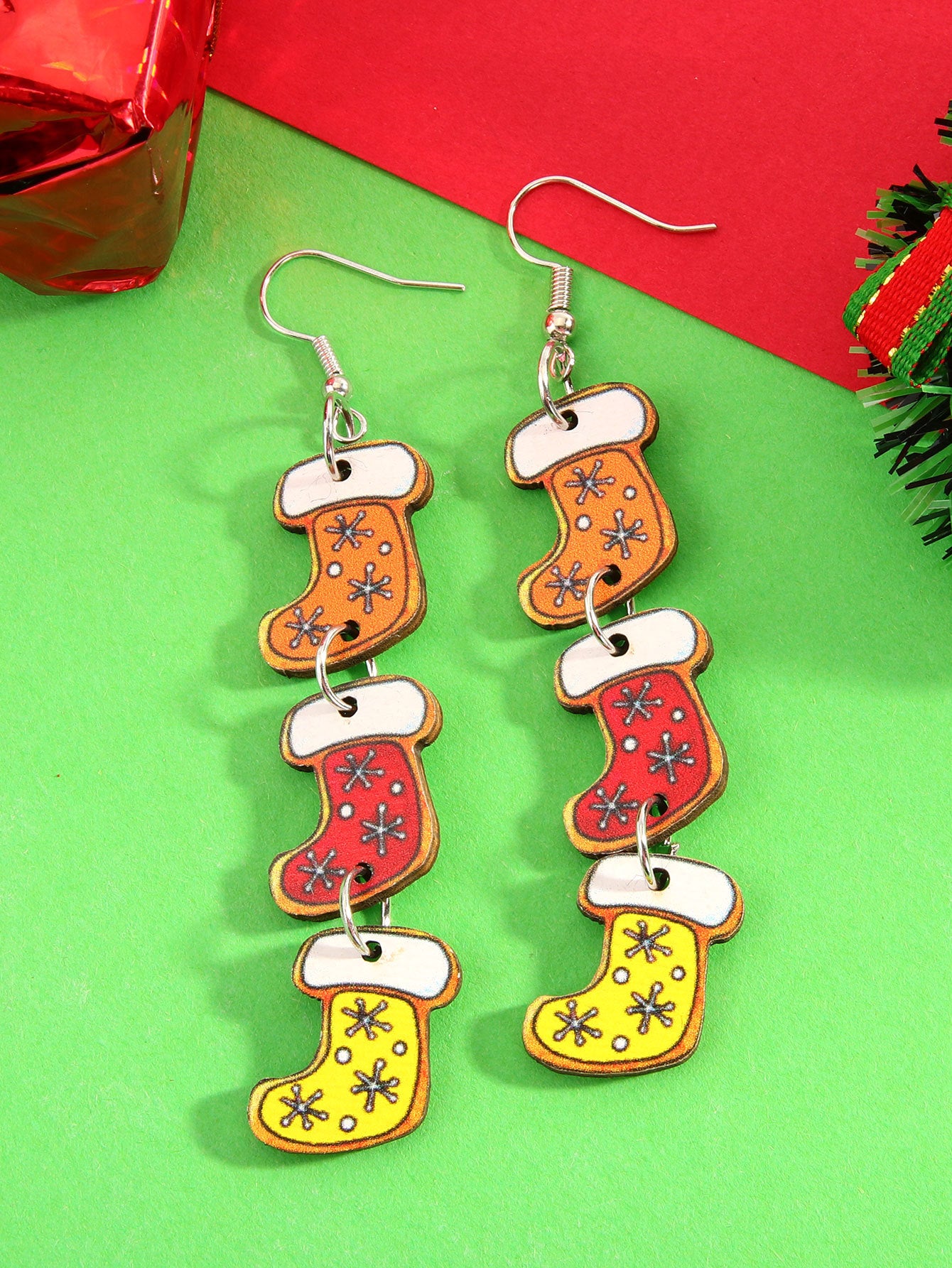 Wholesale Santa Claus Gift Wooden Earrings