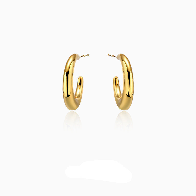 Wholesale Smooth cold style metal circle silver needle s925 silver Earrings