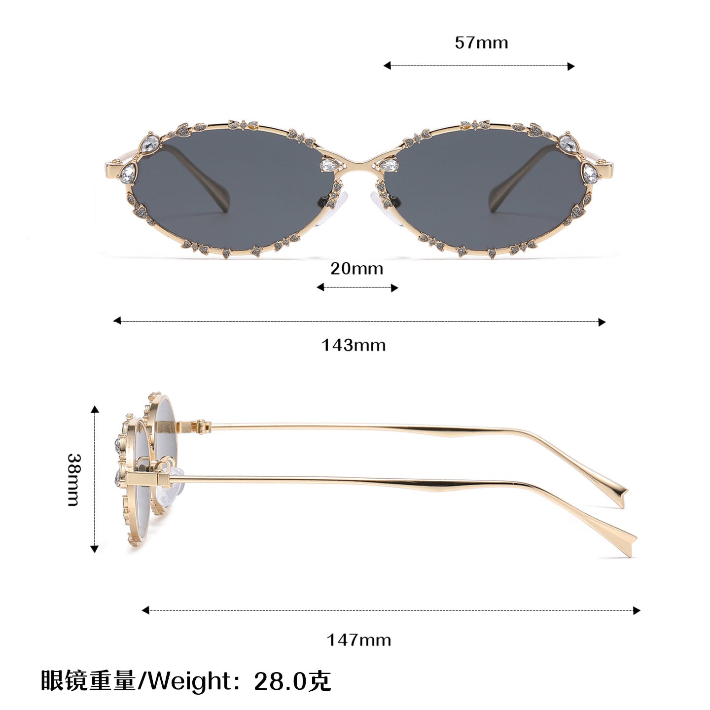 Wholesale Diamond studded anti blue light sunglasses