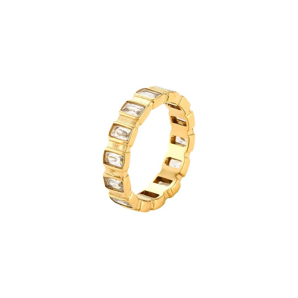 Wholesale Square Zirconia Inlaid Stainless Steel Ring