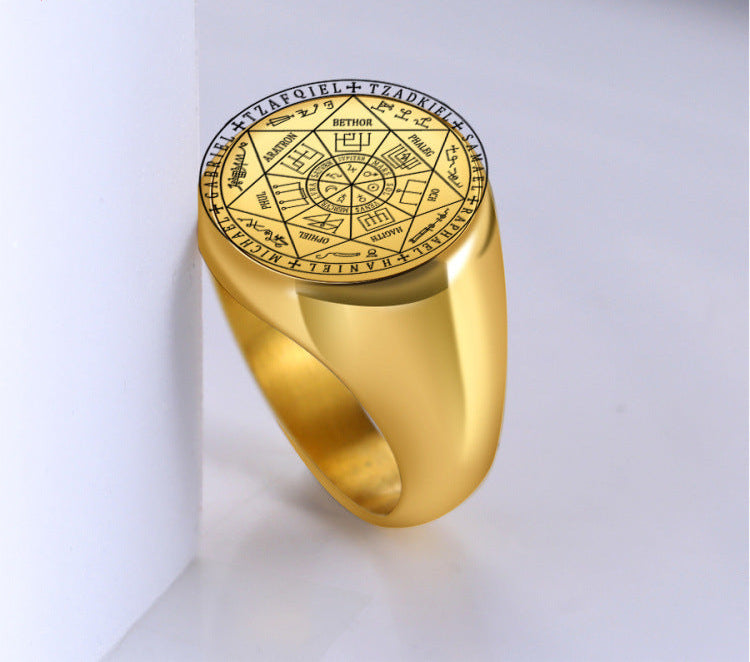 Wholesale Seven-pointed star titanium steel men's ring star ring