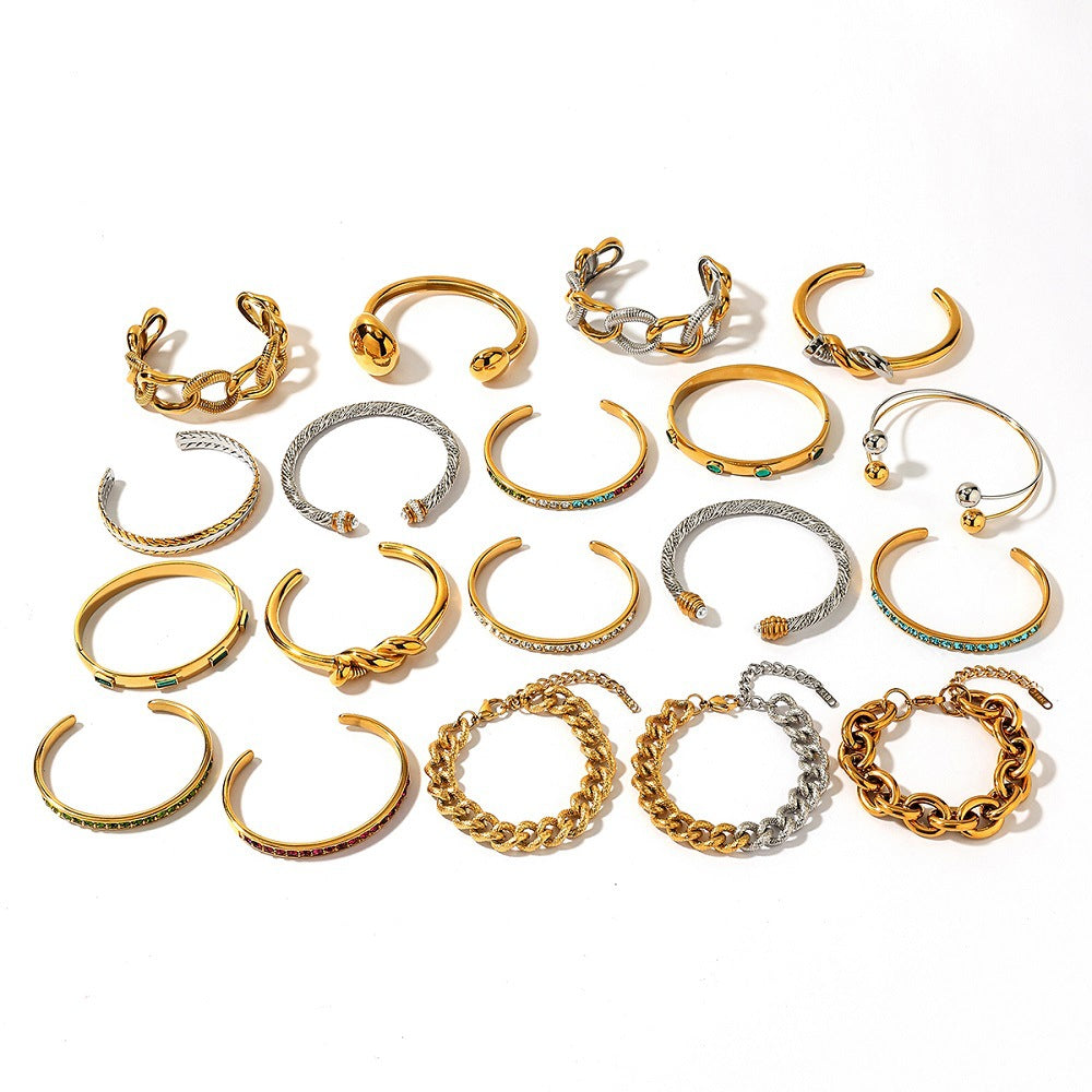 Wholesale Stainless Steel Steel Bracelet Non-Fading Oval Colorful Irregular Shape