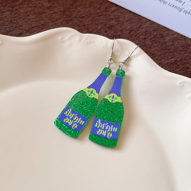 Wholesale St. Patrick's Day Cartoon Dinosaur Clown Hat Hook Carnival Party Earrings