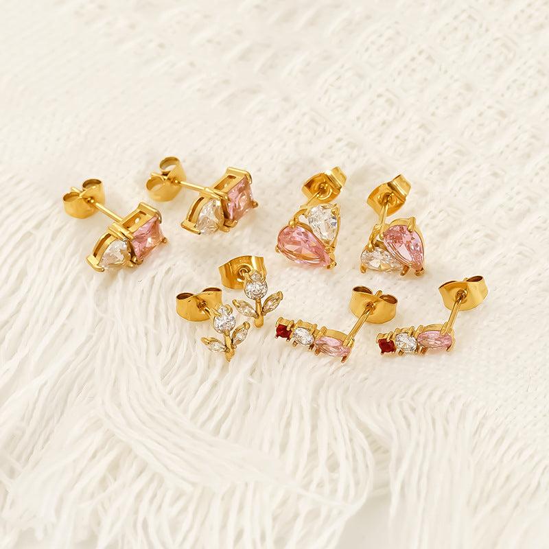 Wholesale niche inlaid zircon Stainless Steel Earrings