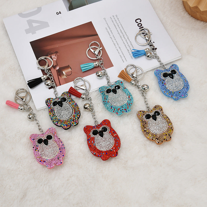 Wholesale Tassel Rhinestone Cartoon Women' s Bag Pendant Keychain