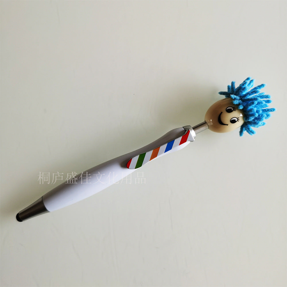 Wholesale Cartoon Plush Doll Mops, Smiling Face, Three in One Touch Ballpoint Pen