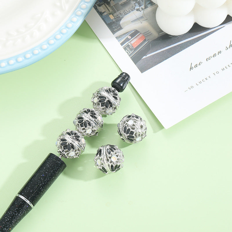 Wholesale antique bamboo leaf handmade accessories silver round beads