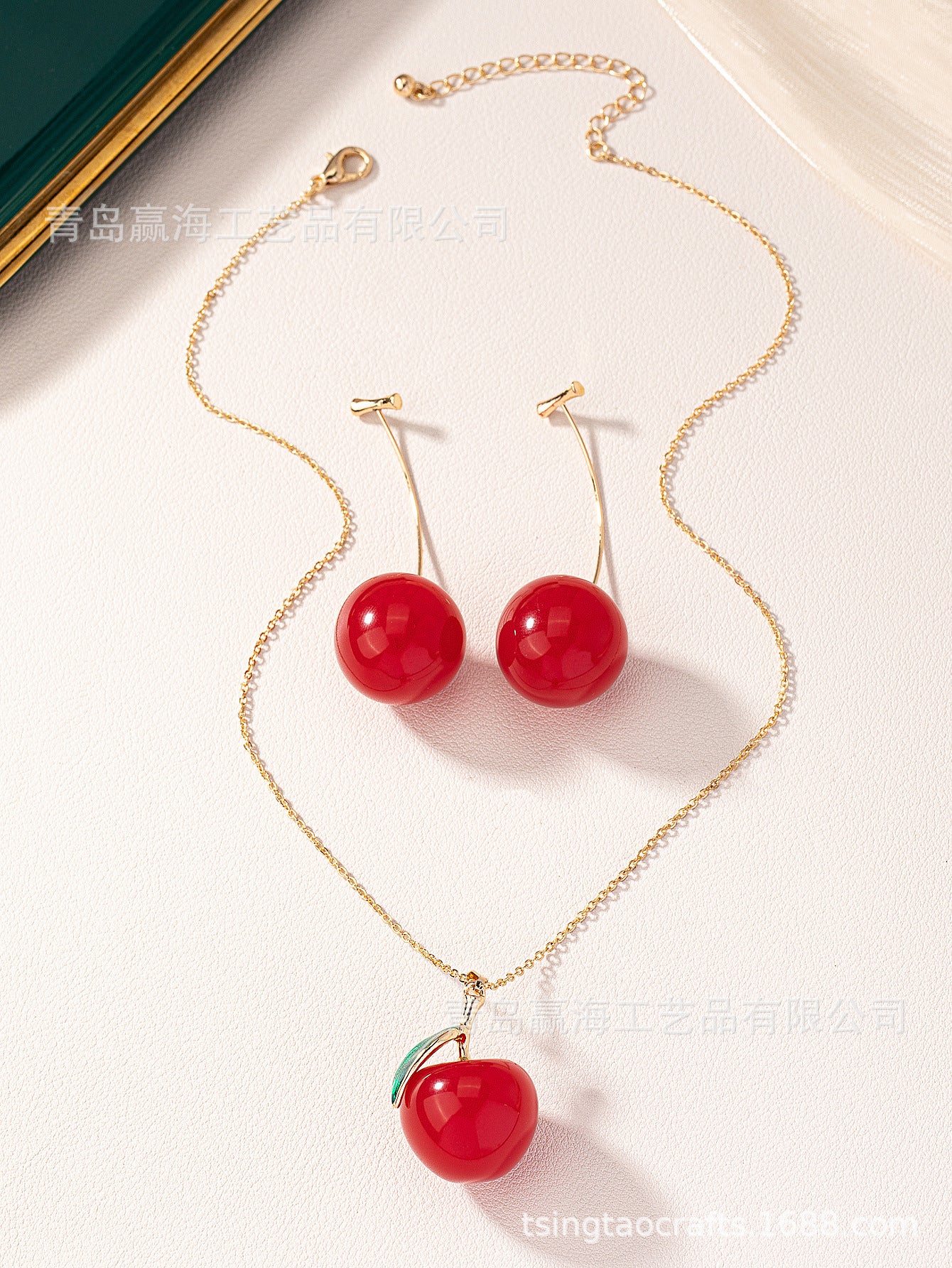 Wholesale High-grade Cherry Cherry Environmentally Friendly Acrylic Fruit Necklace Set