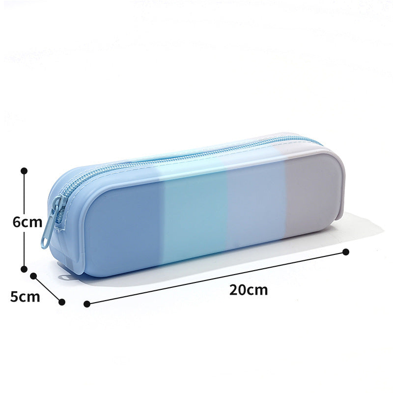 Soft Silicone Gradient Color Rectangular Silicone Pencil Case